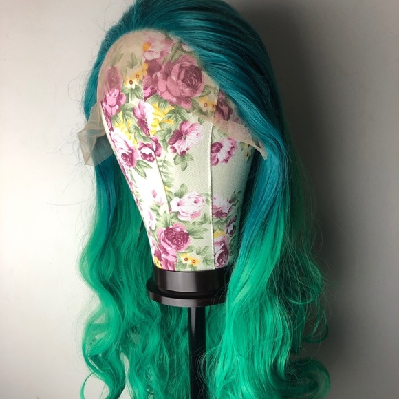 ? 24” GREEN OMBRE BODY WAVY LACE FRONT WIG? *NEW main image 7